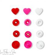 Boutons pression Color Snaps coeur - 12.4mm - rouge/blanc/rose - Prym Love 393031 Prym ® - Mercerie - 2