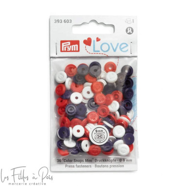 Boutons pression Color Snaps rond - 9mm - rouge/blanc/bleu marine - Prym Love 393603 Prym ® - Mercerie - 1