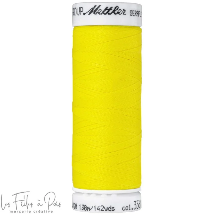 Fil à coudre élastique SERAFLEX 130m - jaune - 3361 Mettler : fils à coudre, broder et surjeter de qualité - 1