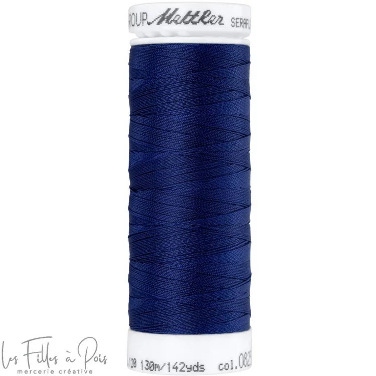 Fil à coudre élastique SERAFLEX 130m - bleu - 0825 Mettler : fils à coudre, broder et surjeter de qualité - 1