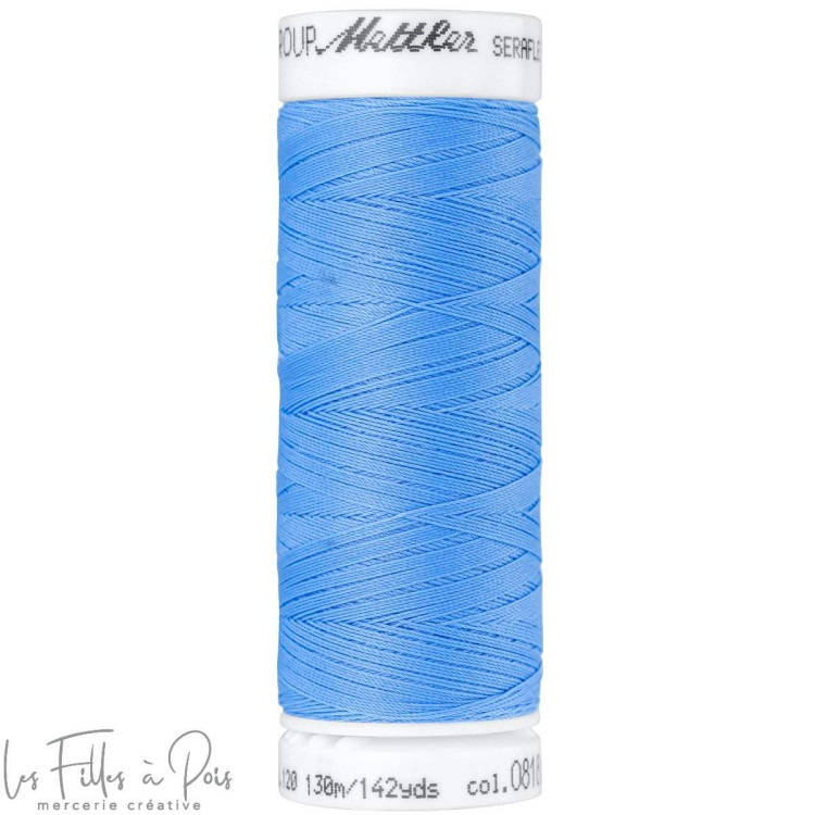 Hilo de coser elástico SERAFLEX 130m - azul - 0818 METTLER ® - Fils à coudre et à broder - 1 Hilo de coser elástico SERAFLEX 130m - azul - 0818 METTLER ® - Fils à coudre et à broder - 1