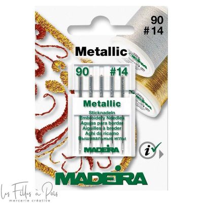 Aiguilles à broder machine pour fil métallique x5 - 90/14 - Madeira ® Madeira ® - Fils à broder, à coudre et entoilage - 1