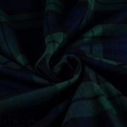 Tissu sergé gabardine de coton stretch motif écossais - Vert et bleu Autres marques - Tissus et mercerie - 2