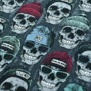 Tissu jersey sweat digital coton motif tête de mort - Gris, vert et rouge - Oekotex ® Autres marques - Tissus et mercerie - 3