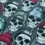 Tissu jersey sweat digital coton motif tête de mort - Gris, vert et rouge - Oekotex ® Autres marques - Tissus et mercerie - 4