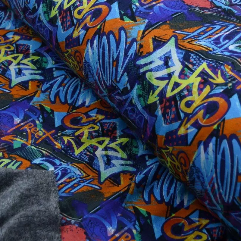 Tissu jersey sweat digital coton motif graffitis - Multicolore- Oekotex ® Autres marques - Tissus et mercerie - 1