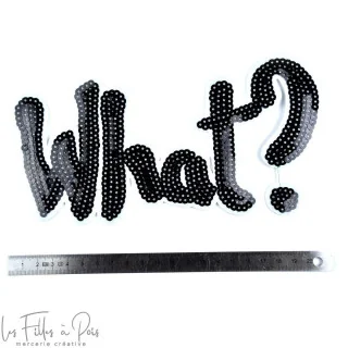 Ecusson sequin WHAT? - Thermocollant Tissus et mercerie créative – Nos sélections sans marque - 3