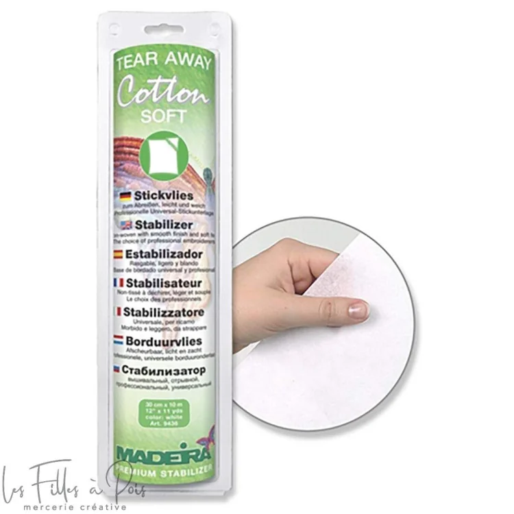 Stabilisateur à déchirer Cotton Soft – 9436 – 30 cm x 5 m – Madeira Madeira : fils à broder de qualité supérieure - 1