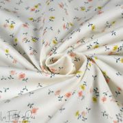 Tissu popeline de coton motif aquarelle fleuri "Velvet" - Tons rose, ocre et écru - Oekotex - AGF ® Art Gallery Fabrics ® - Tiss