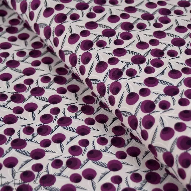 Tissu coton motif fleurs modernes "Glory" - Violet et beige - Cotton and steel ® Cotton + Steel Fabrics ® - Tissus - 1