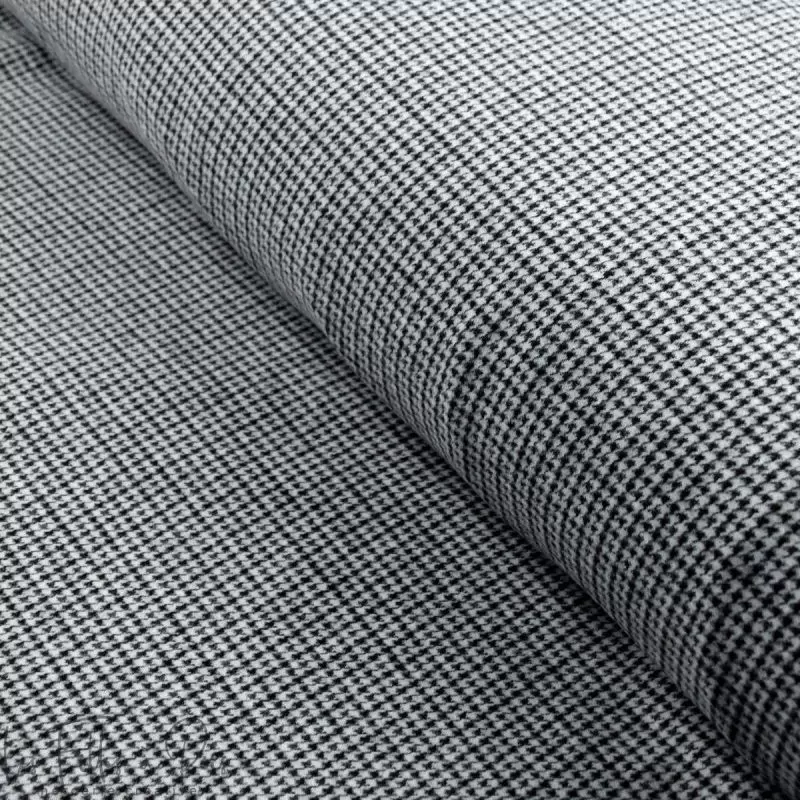 Tissu jersey punto di milano à carreaux Salisbury - Ecru et noir Autres marques - Tissus et mercerie - 1