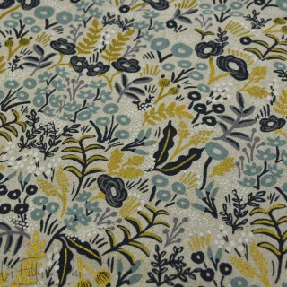 Coupon de tissu coton canvas lin motif fleuri "Menagerie" - Ecru - 200cm - Cotton and steel - 3