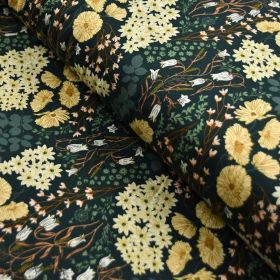 Tissu jersey motif botanique "Bluebells and wild forgotten" - Tons verts et beiges - AGF ® Art Gallery Fabrics ® - Tissus - 1