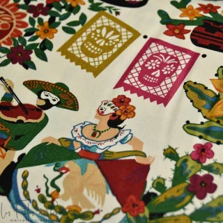 Tissu coton motif tête de mort mexicaine "La Mascarada Folklorico" - Alexander Henry Fabrics Alexander Henry Fabrics : tissus cr