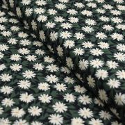 Tissu popeline de coton motif  Marguerites "Her et History" - Tons verts et orangés - Oekotex - AGF ®
