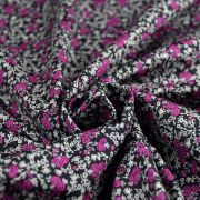 Tissu popeline de coton motif fleuri "Decadence" - Tons noir et pourpre - Oekotex - AGF ® Art Gallery Fabrics ® - Tissus - 2