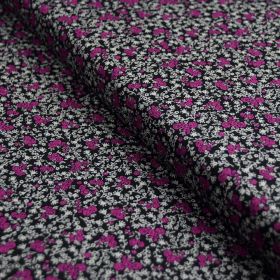 Tissu popeline de coton motif fleuri "Decadence" - Tons noir et pourpre - Oekotex - AGF ® Art Gallery Fabrics ® - Tissus - 1
