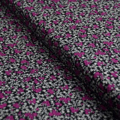 Tissu popeline de coton motif fleuri "Decadence" - Tons noir et pourpre - Oekotex - AGF ® Art Gallery Fabrics ® - Tissus - 1