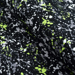 Tissu jersey coton motif tâches de peinture "Running Fit" - Noir, gris et vert - Oeko-Tex et GOTS ® Autres marques - Tissus et m