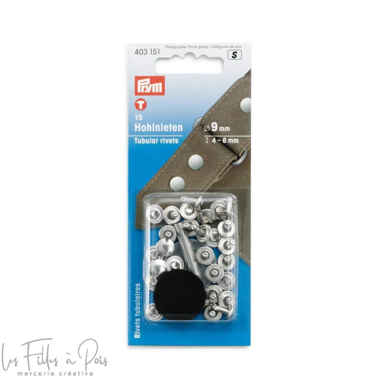 Rebites tubulares - 4-6mm - Conjunto de 15 - Prata - 403151 - Prym ® Prym ® - Mercerie - 1 Rebites tubulares - 4-6mm - Conjunto de 15 - Prata - 403151 - Prym ® Prym ® - Mercerie - 1