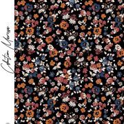 Tissu popeline de coton motif fleurs collection "Marissa" - Multicolore et bleu - Les Filles à Pois ® - Oeko-Tex ® Les Filles à 