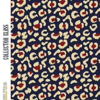 Tissu imperméable motif léopard baroque "Klass" - Bleu foncé, terracotta et écru - Les Filles à Pois Les Filles à Pois - Design 