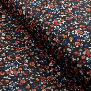 Tissu popeline de coton motif fleurs collection "Marissa" - Multicolore et bleu - Les Filles à Pois ® - Oeko-Tex ® Les Filles à 