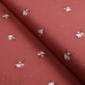 Tissu popeline de coton motif fleurs collection "Sisters A" - Lie de vin et Blanc - Les Filles à Pois ® - Oeko-Tex ® Les Filles 