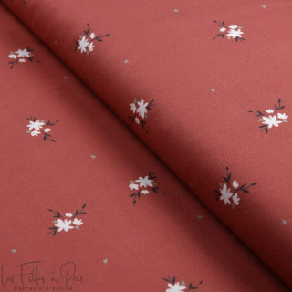 Tissu popeline de coton motif fleurs collection "Sisters A" - Lie de vin et Blanc - Les Filles à Pois ® - Oeko-Tex ® Les Filles 