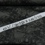 Tissu popeline de coton motif inscription collection "Random" - Vert kaki et noir - Les Filles à Pois ® - Oeko-Tex ® Les Filles 