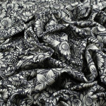 Tissu jersey motif fleurs baroques collection "Klass" - Bleu foncé et écru - Les Filles à Pois ® - Oeko-Tex ® Les Filles à Pois 