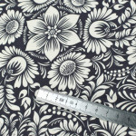 Tissu jersey motif fleurs baroques collection "Klass" - Bleu foncé et écru - Les Filles à Pois ® - Oeko-Tex ® Les Filles à Pois 