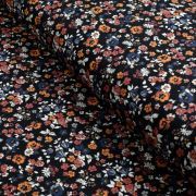 Tissu jersey motif fleurs collection "Marissa" - Multicolore et bleu - Les Filles à Pois ® - Oeko-Tex ®