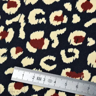 Tissu imperméable motif léopard baroque "Klass" - Bleu foncé, terracotta et écru - Les Filles à Pois Les Filles à Pois - Design 