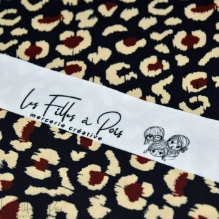Tissu imperméable motif léopard baroque "Klass" - Bleu foncé, terracotta et écru - Les Filles à Pois Les Filles à Pois - Design 