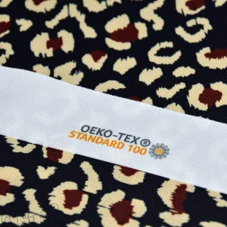 Tissu imperméable motif léopard baroque "Klass" - Bleu foncé, terracotta et écru - Les Filles à Pois Les Filles à Pois - Design 