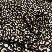 Tissu imperméable motif léopard baroque collection "Klass" - Bleu foncé, terracotta et écru - Les Filles à Pois ® - Oeko-Tex ® L