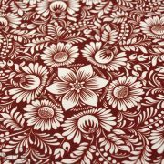 Tissu imperméable motif fleurs baroques collection "Klass" - Terracotta et écru - Les Filles à Pois ® - Oeko-Tex ® Les Filles à 