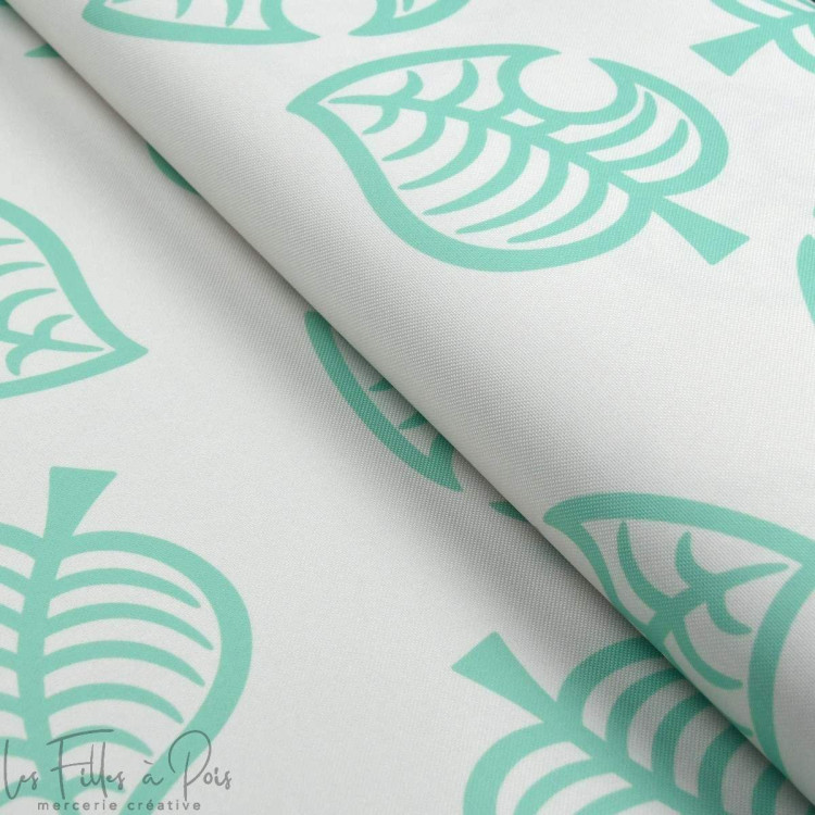 Tissu imperméable motif feuilles collection "Tanuki" - Ecru et vert menthe - Les Filles à Pois ® - Oeko-Tex ® Les Filles à Pois Tissu imperméable motif feuilles collection "Tanuki" - Ecru et vert menthe - Les Filles à Pois ® - Oeko-Tex ® Les Filles à Pois
