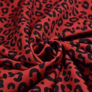 Tissu french terry motif léopard collection "Contrastes" - Rouge et noir - Les Filles à Pois ® - Oeko-Tex ® Les Filles à Pois - 