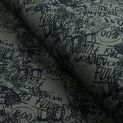 Tissu french terry motif inscription collection "Random" - Vert kaki et noir - Les Filles à Pois ® - Oeko-Tex ®