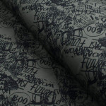 Tissu french terry motif inscription collection "Random" - Vert kaki et noir - Les Filles à Pois ® - Oeko-Tex ® Les Filles à Poi