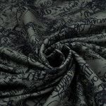 Tissu french terry motif inscription collection "Random" - Vert kaki et noir - Les Filles à Pois ® - Oeko-Tex ® Les Filles à Poi