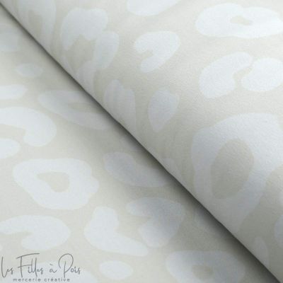 Tissu french terry motif léopard collection "Angels" - Ecru - Les Filles à Pois ® - Oeko-Tex ® Les Filles à Pois - Design ® - Me