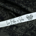 Tissu french terry motif inscription collection "Random" - Vert kaki et noir - Les Filles à Pois ® - Oeko-Tex ® Les Filles à Poi
