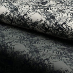 Tissu french terry motif inscription collection "Random" - Ecru et noir - Les Filles à Pois ® - Oeko-Tex ® Les Filles à Pois - D
