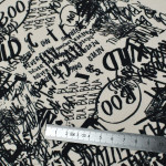 Tissu french terry motif inscription collection "Random" - Ecru et noir - Les Filles à Pois ® - Oeko-Tex ® Les Filles à Pois - D