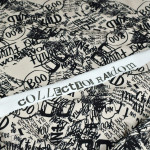 Tissu french terry motif inscription collection "Random" - Ecru et noir - Les Filles à Pois ® - Oeko-Tex ® Les Filles à Pois - D