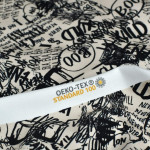 Tissu french terry motif inscription collection "Random" - Ecru et noir - Les Filles à Pois ® - Oeko-Tex ® Les Filles à Pois - D