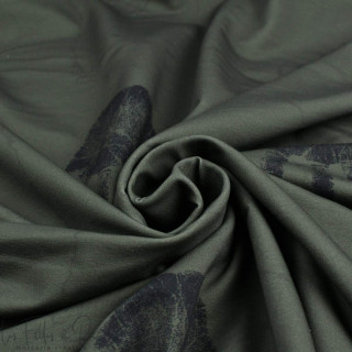 Coupon de tissu french terry motif empreintes "Random" - Vert kaki et noir - 180cm - Les Filles à Pois Les Filles à Pois - Desig